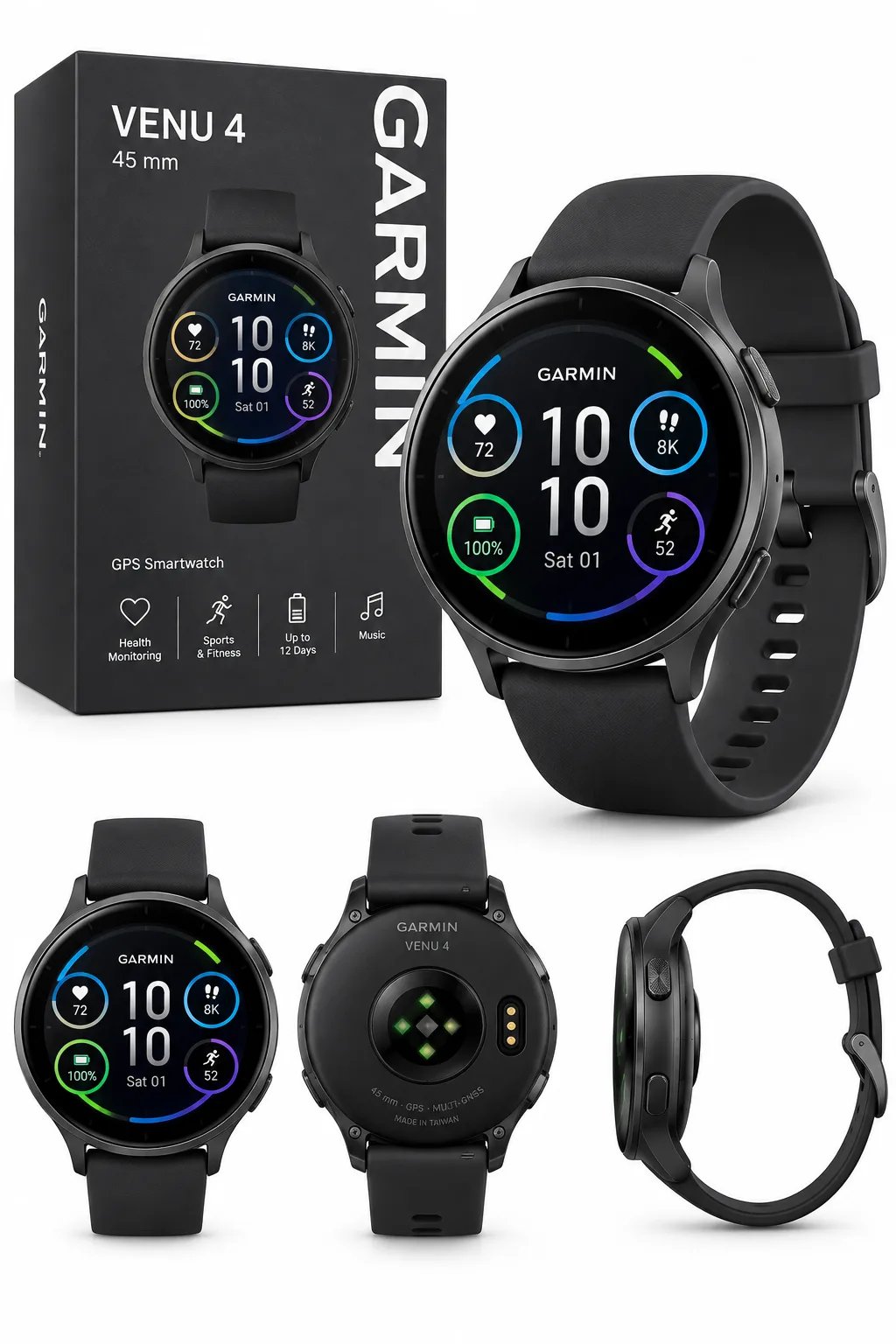 Garmin Venu 4 45mm — Zdjęcie poglądowe — kolor może się różnić