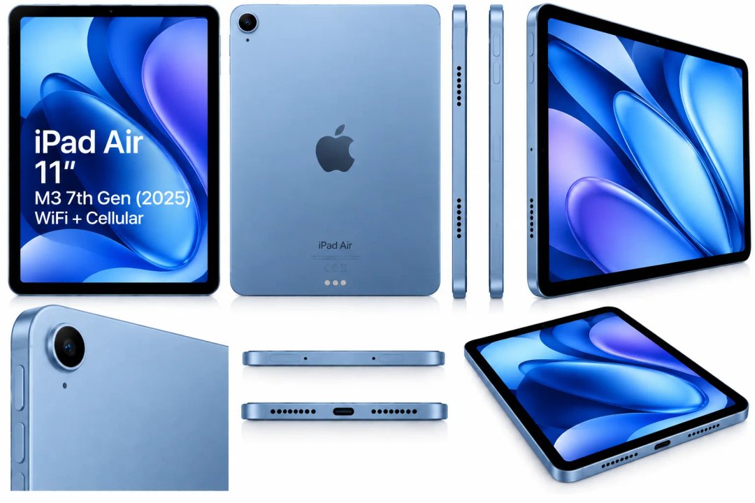 Apple iPad Air 11" M3 7th Gen (2025) WiFi + Cellular — Zdjęcie poglądowe — kolor może się różnić