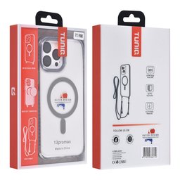 TUNIQ Etui tylne do iPhone 13 Pro Max — Smycz na szyję — magsafe — kolor: szary 5