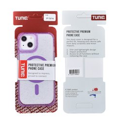 TUNIQ Etui tylne do iPhone 14 — Magsafe — Brokat — Zawieszka — kolor: fioletowy 3