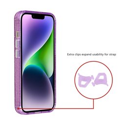TUNIQ Etui tylne do iPhone 14 — Magsafe — Brokat — Zawieszka — kolor: fioletowy 2