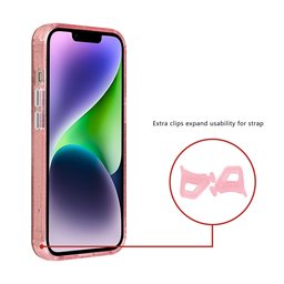 TUNIQ Etui tylne do iPhone 14 — Magsafe — Brokat — Zawieszka — kolor: różowy 2