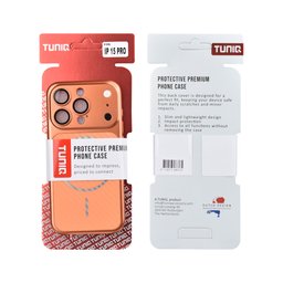 TUNIQ Etui tylne do iPhone 15 Pro — Magsafe PC ze wzorem włókna — kolor: pomarańczowy 3