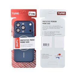 TUNIQ Etui tylne do iPhone 15 Pro — Magsafe PC ze wzorem włókna — kolor: niebieski 3