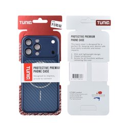 TUNIQ Etui tylne do iPhone 15 Pro Max — Magsafe PC ze wzorem włókna — kolor: niebieski 3