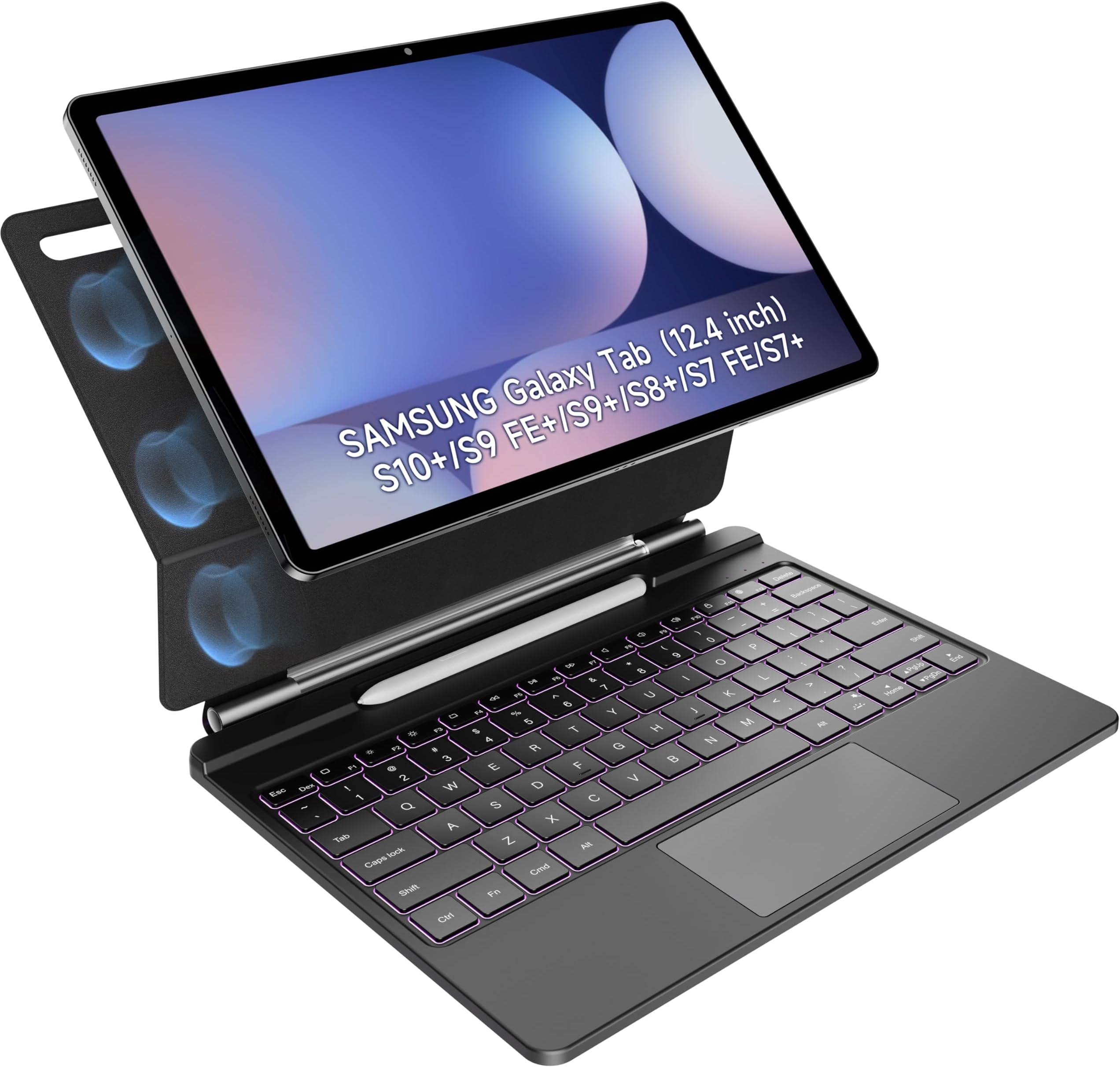 Samsung Galaxy Tab S10 Plus/S10 Plus 5G/ S9 Plus/ S9 FE Plus/ S9FE Plus 5G - Book Cover Keyboard - AI Key - Nordic