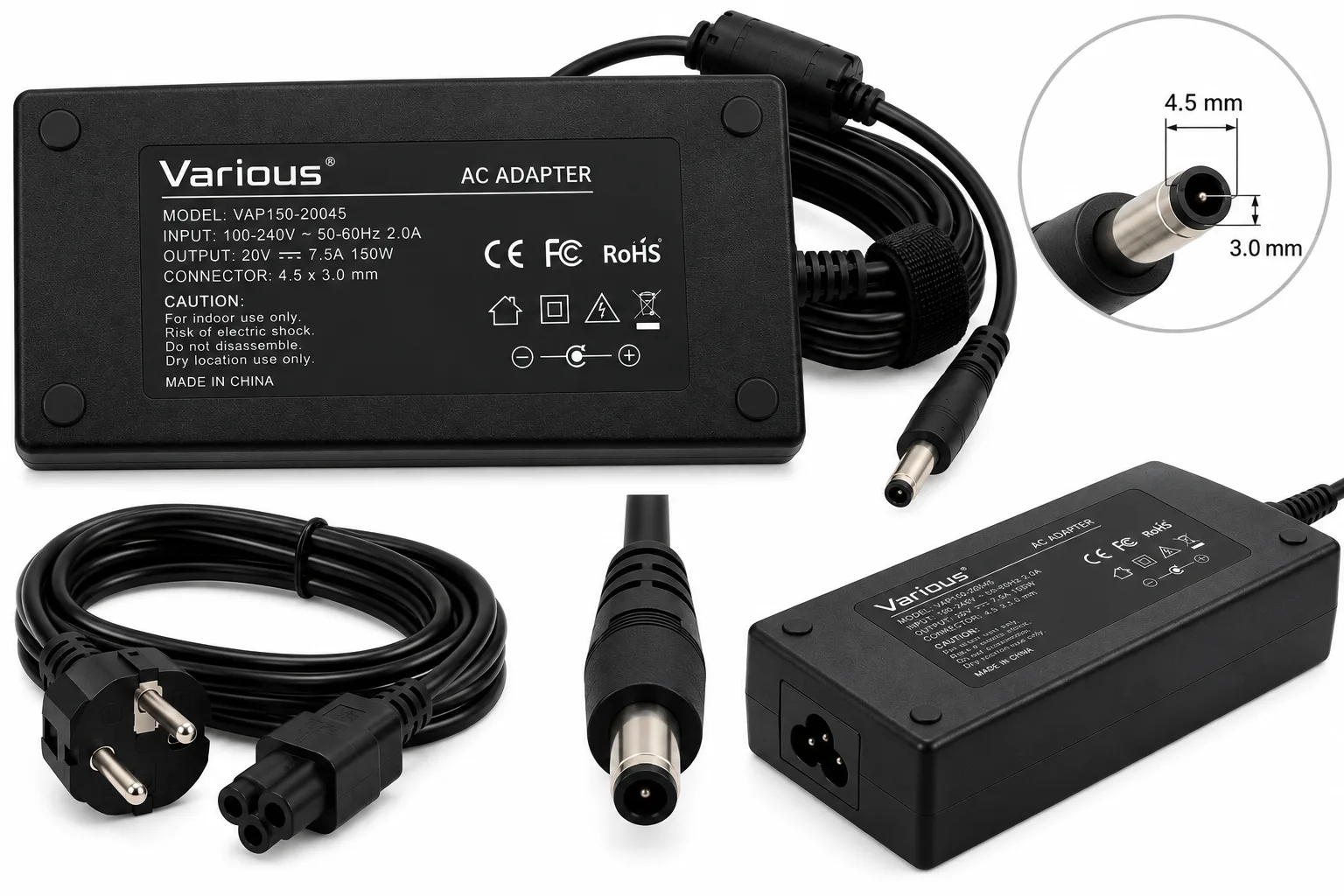Various 4.5x3.0 20V 150W (7.5A)